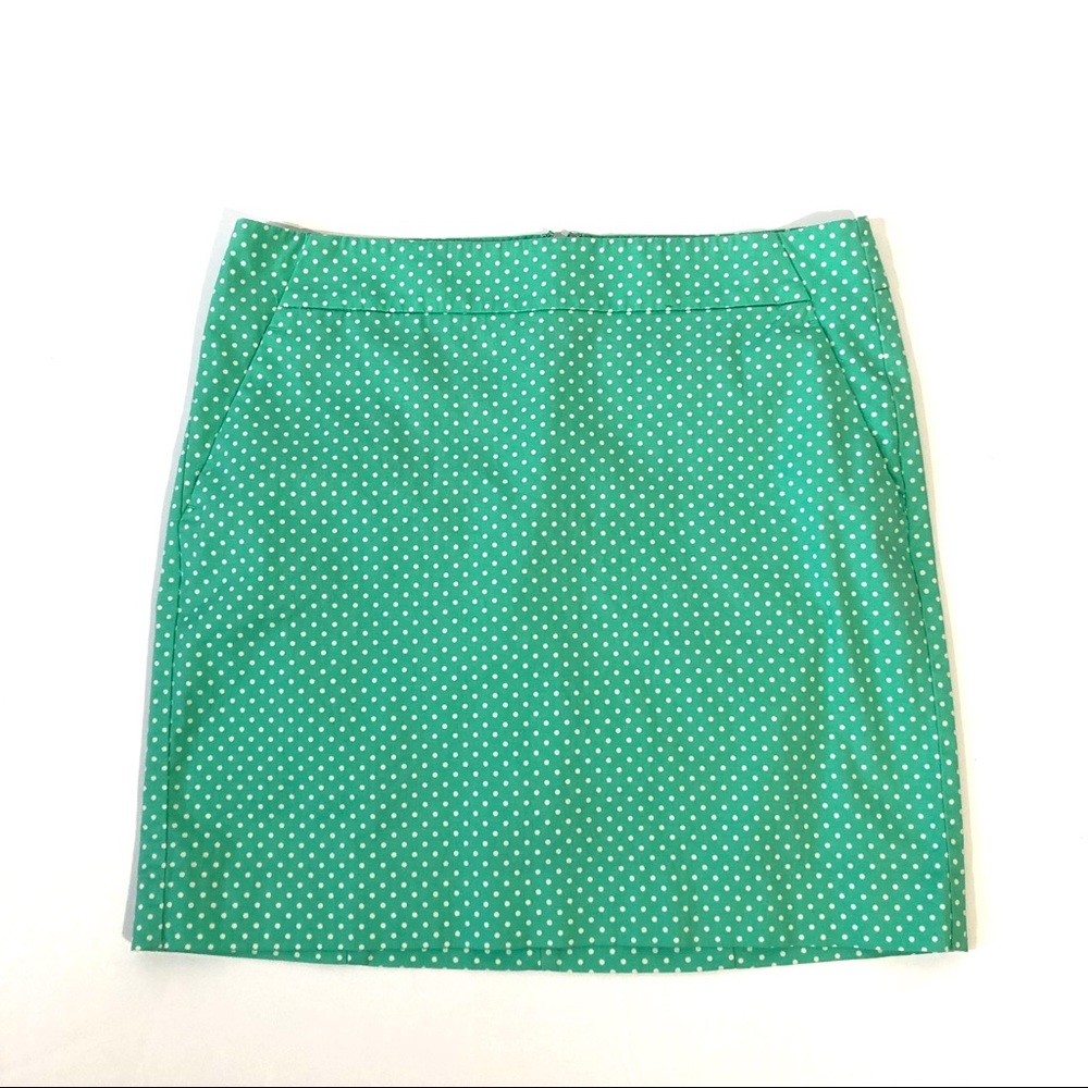 Ann Taylor Green and White Polka Dot Madison Skirt